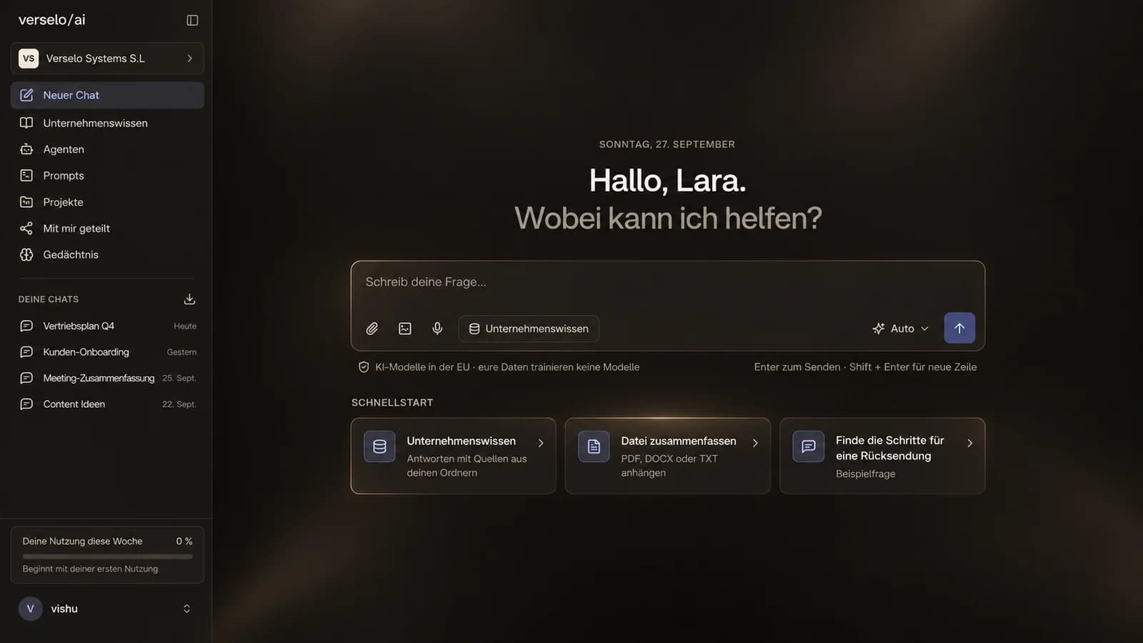 Verselo Plattform: The AI workspace for companies